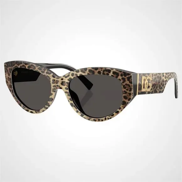 New Dolce & Gabbana Sunglasses Black Brown Leopard Acetate Cat Eye Gold - Picture 1 of 6